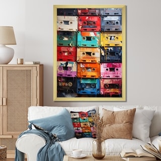 Designart "Cassette Tapes Unwound Secrets II" Cassette Tapes Framed